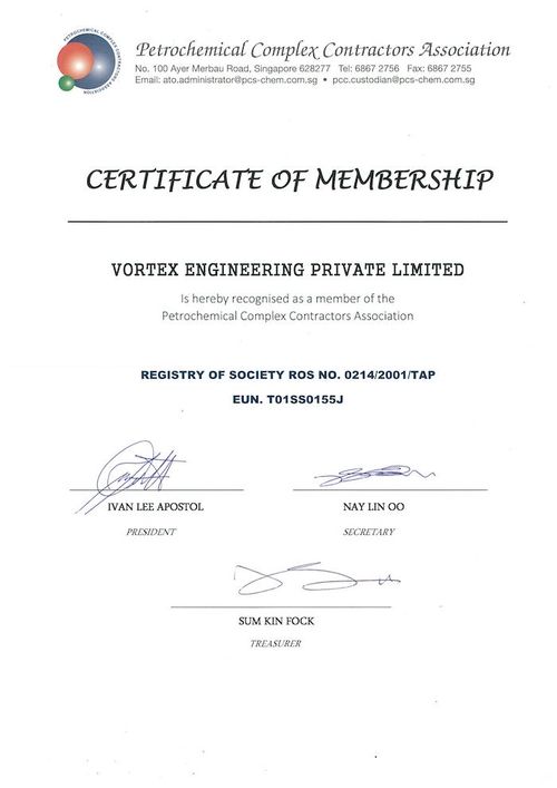 Vortex Awards & Accreditations | Petrochemical Complex Contractors Association