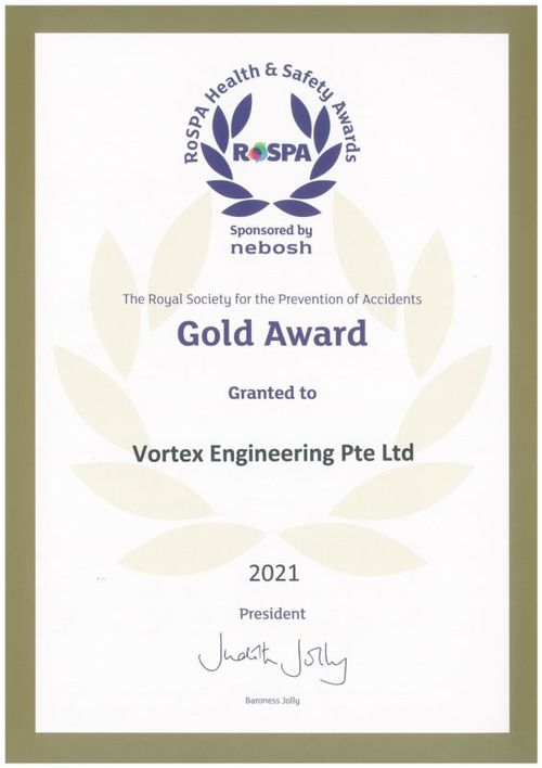 Vortex Awards & Accreditations | RoSPA 2021 Gold Award