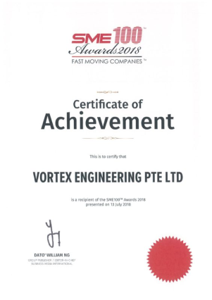 Vortex Awards & Accreditations | SME100 Certificate