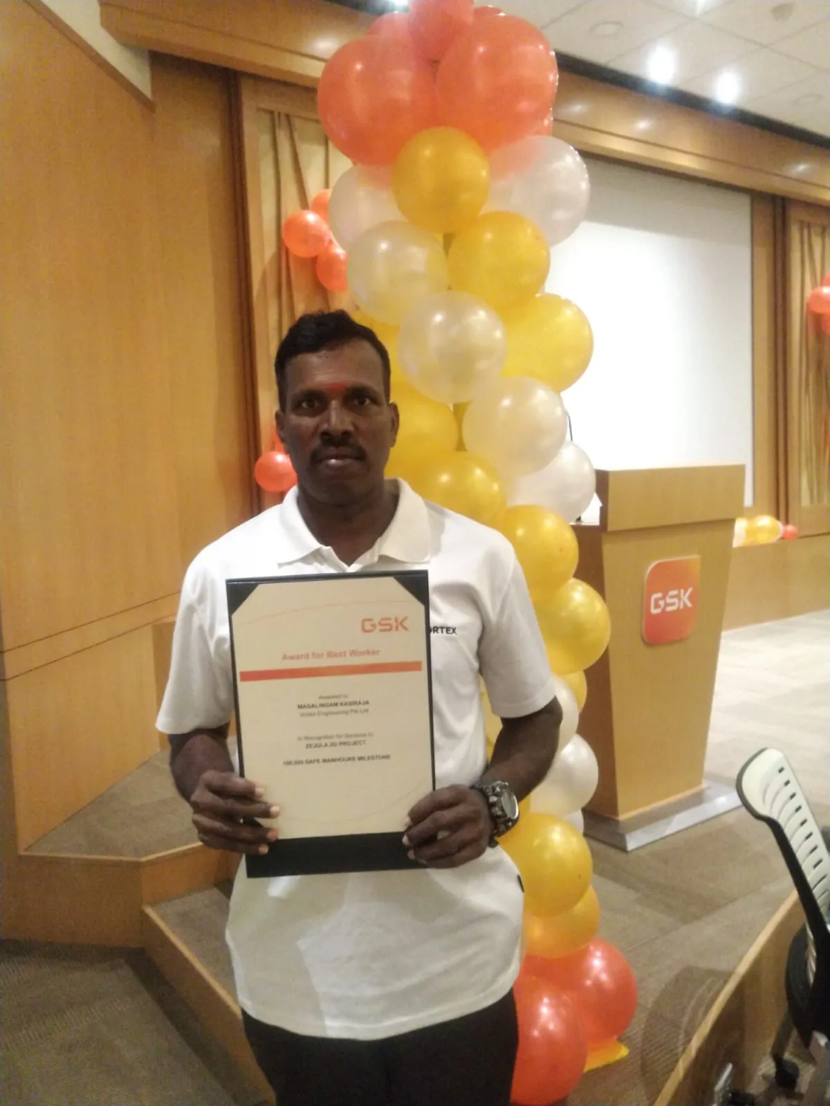 Safety award given to a worker