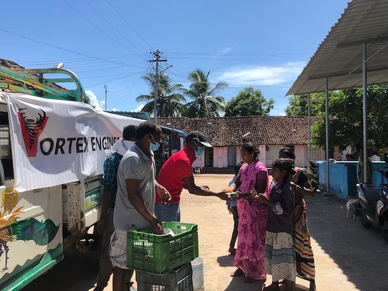 Vortex giving out food to people in India during the Covid