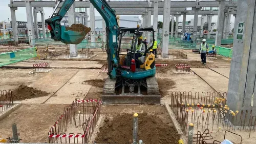 Vortex staff operating an excavator