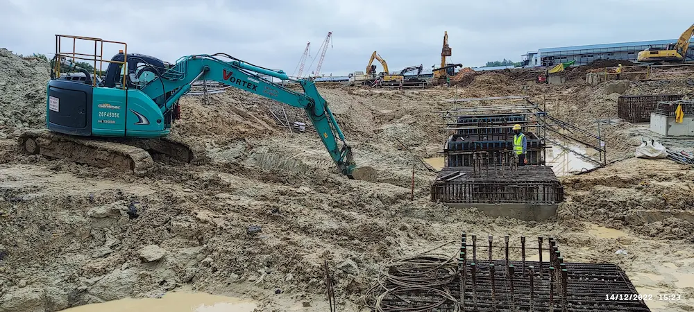 Vortex Engineering Team with an Excavator on a Site